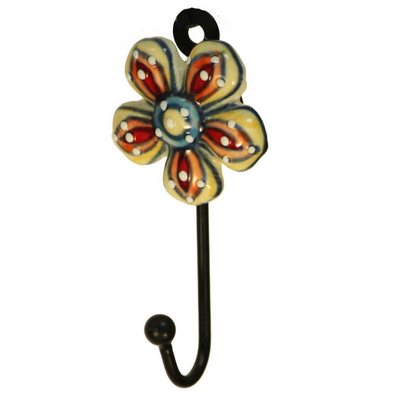 Hand Painted Ceramic Daisy Hook 7 x 12 x 3cm