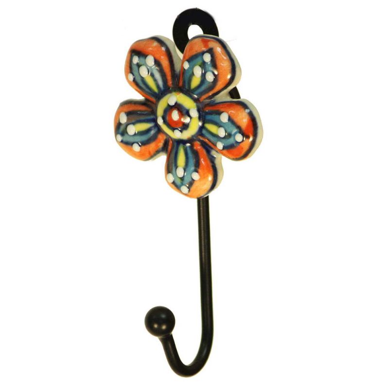 Hand Painted Ceramic Daisy Hook 7 x 12 x 3cm