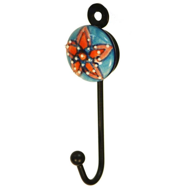 Γάντζος κεραμικό λουλούδι 9εκ. ζωγραφισμένο