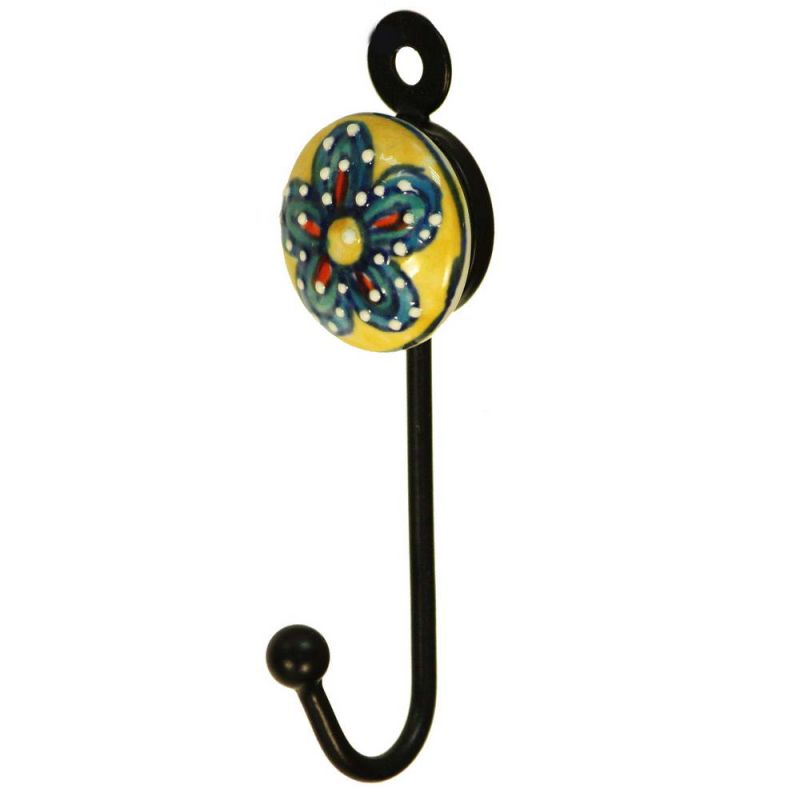 Γάντζος κεραμικό λουλούδι 9εκ. ζωγραφισμένο