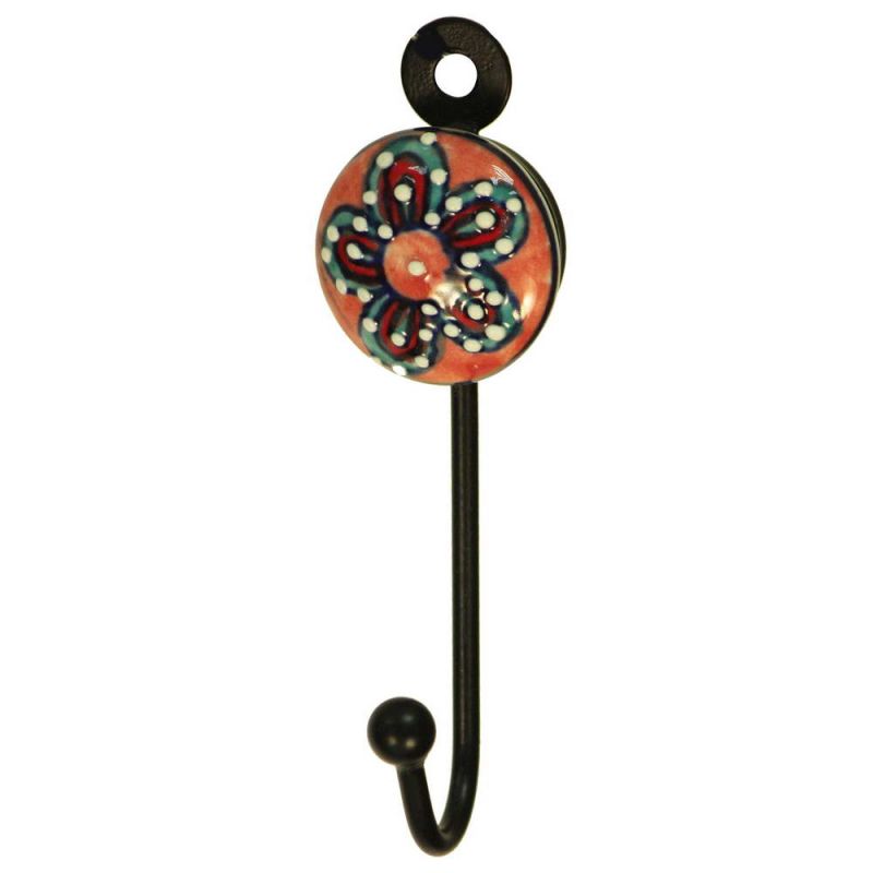 Γάντζος κεραμικό λουλούδι 9εκ. ζωγραφισμένο