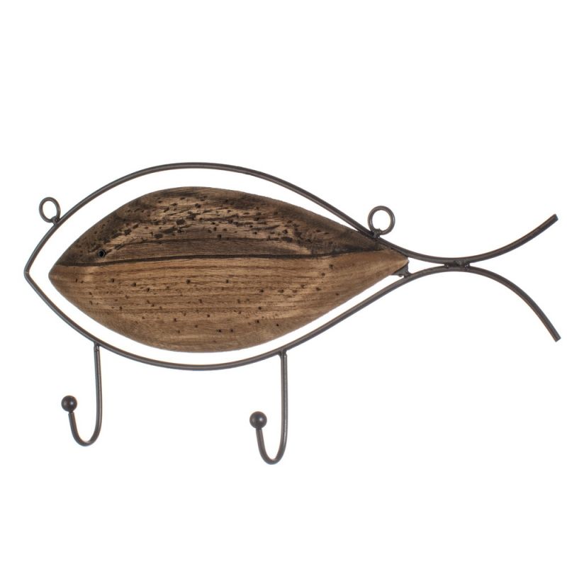 Double Wooden Fish Hook 33x16cm