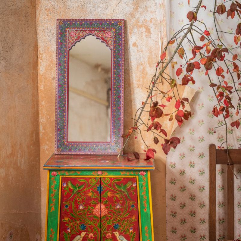 Καθρέπτης μωβ ζωγραφισμένος 60εκ.