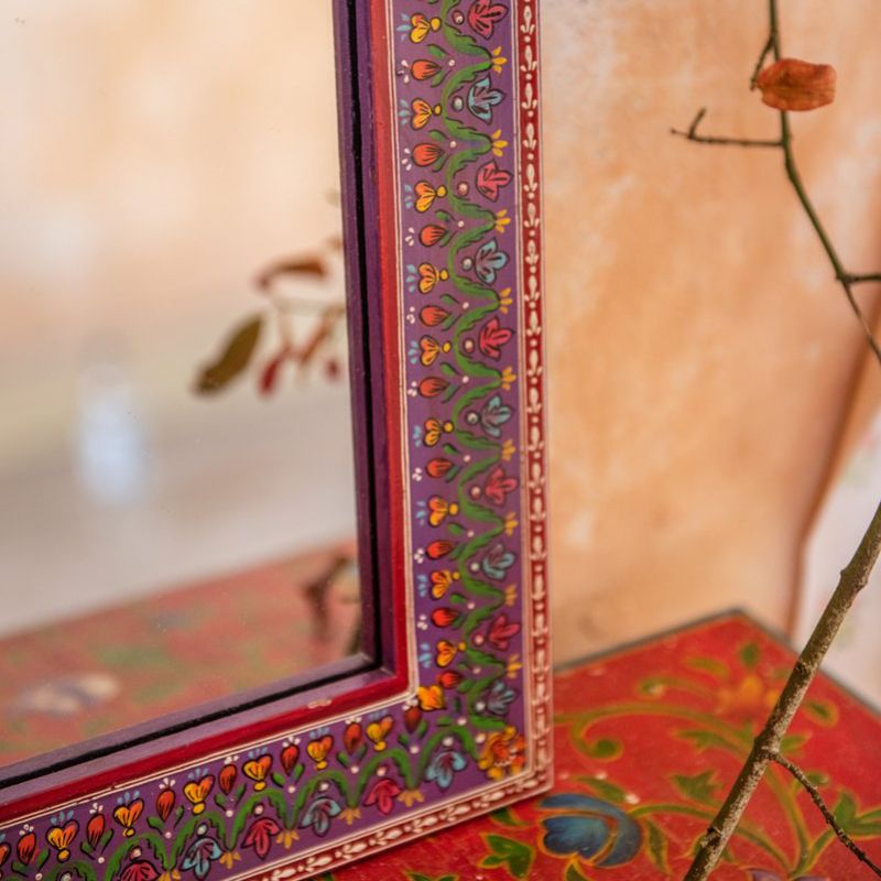 Καθρέπτης μωβ ζωγραφισμένος 60εκ.