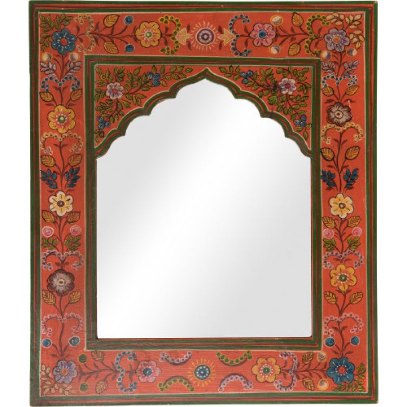 Painted arched wooden mirror 31x35.5cm