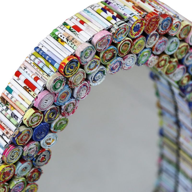 Oval Mirror - Multi colors Recycled Paper & MDF