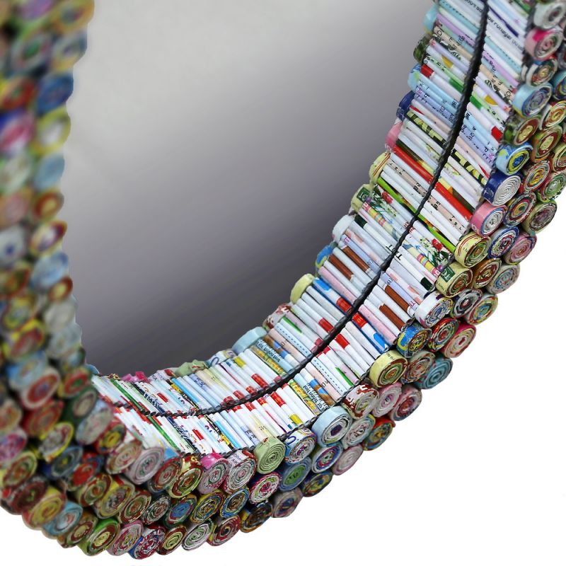 Oval Mirror - Multi colors Recycled Paper & MDF