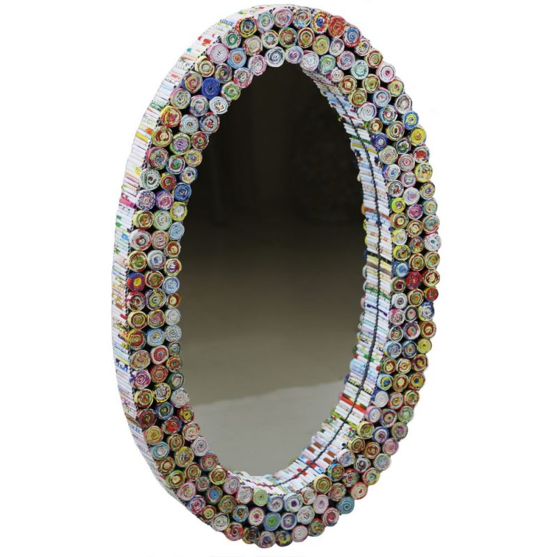 Oval Mirror - Multi colors Recycled Paper & MDF