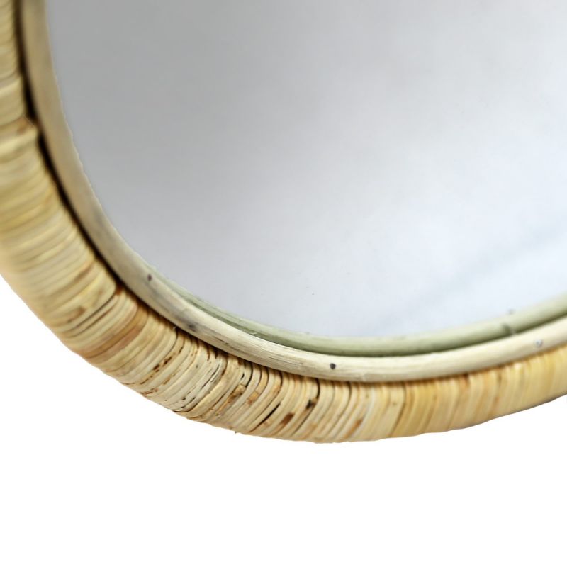 Round  Mirror - Natural Rattan