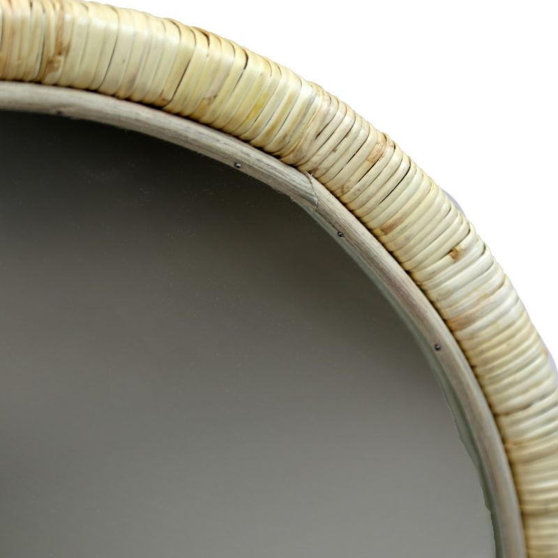 Round  Mirror - Natural Rattan