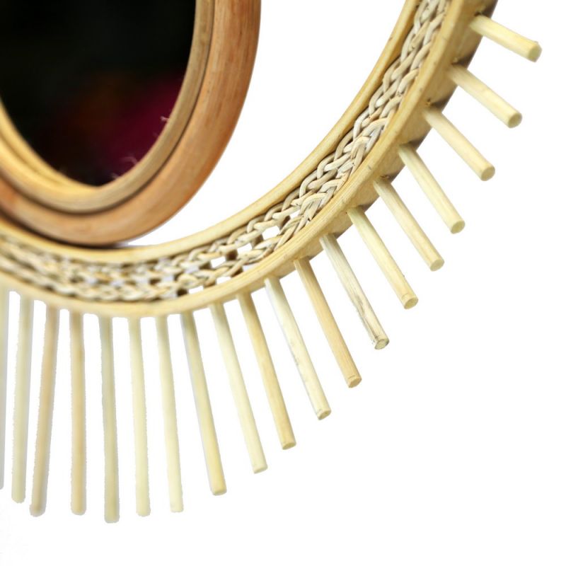 Eye-shaped Rattan Mirror - Natural Rattan