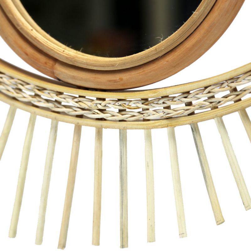 Eye-shaped Rattan Mirror - Natural Rattan