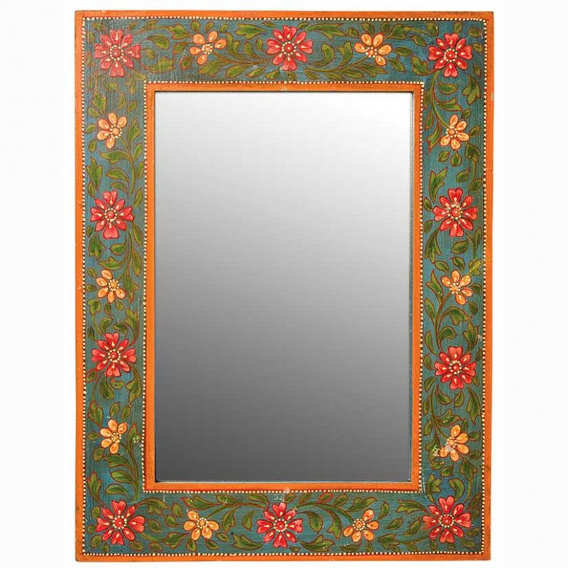 Hand painted wooden wall mirror