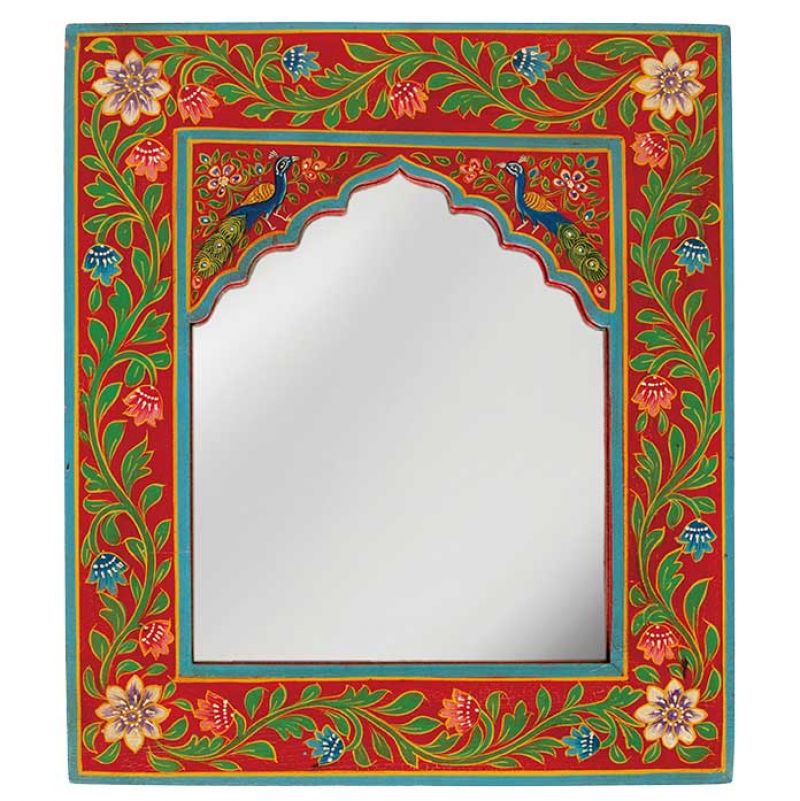 Hand Painted Peacock Wall Mirror 30 x 2 x 36cm