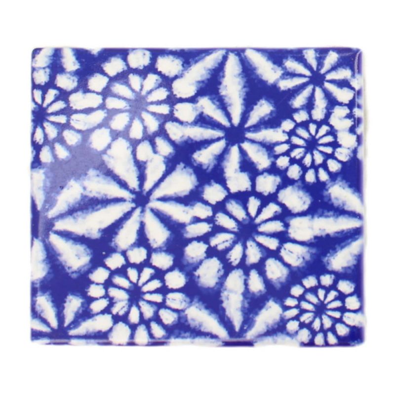 Coaster ceramic 10x10x0.7cm 4pc A/4-Blue/White
