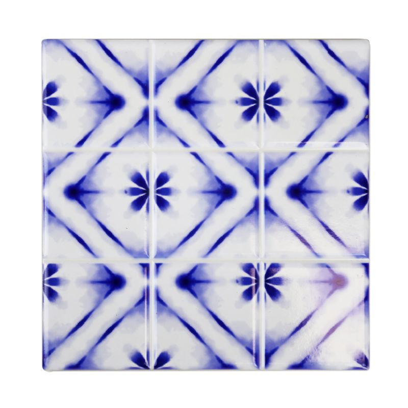 Σουβέρ κεραμικό (6σχ.) 15εκ. Μπλε/Λευκό 