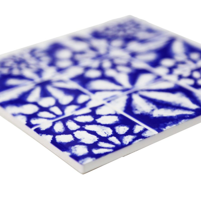 Σουβέρ κεραμικό (6σχ.) 15εκ. Μπλε/Λευκό 