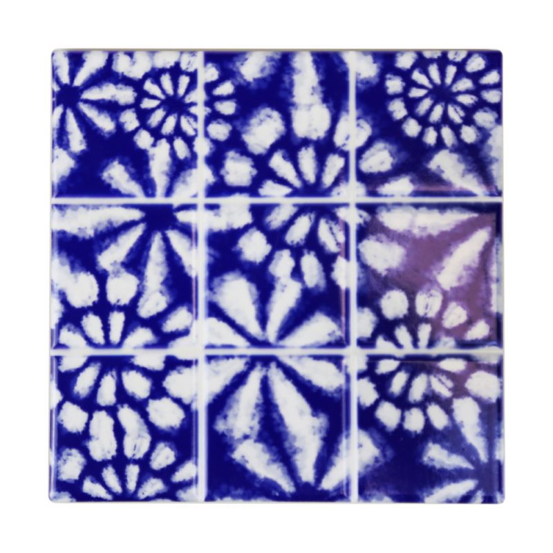 Σουβέρ κεραμικό (6σχ.) 15εκ. Μπλε/Λευκό 