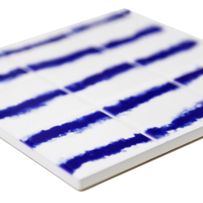 Σουβέρ κεραμικό (6σχ.) 15εκ. Μπλε/Λευκό 