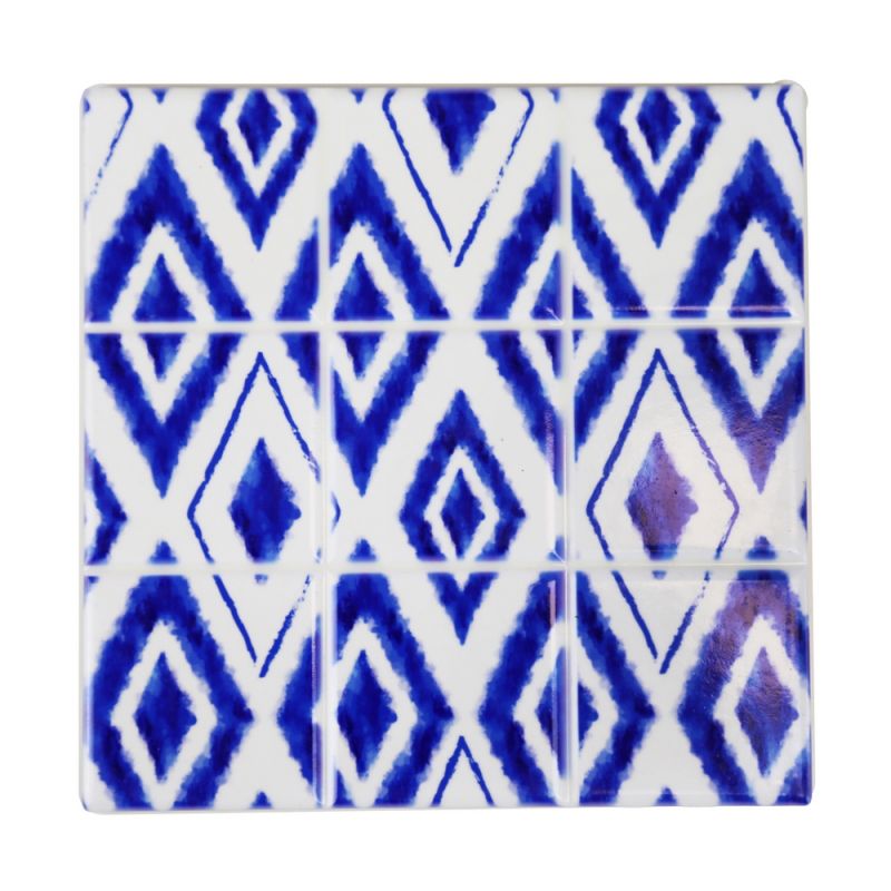 Σουβέρ κεραμικό (6σχ.) 15εκ. Μπλε/Λευκό 