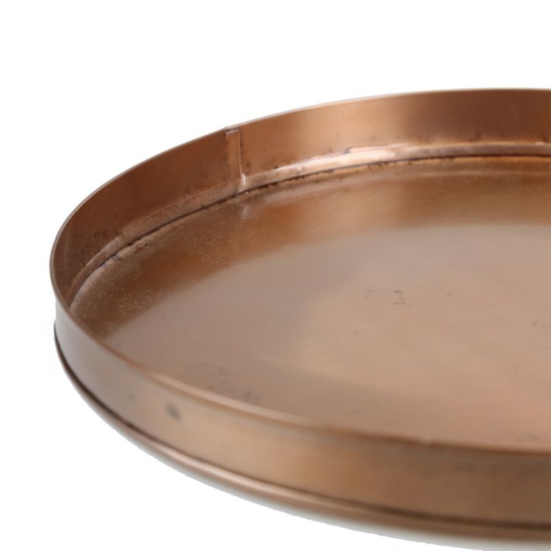 Round tray antique copper finish
