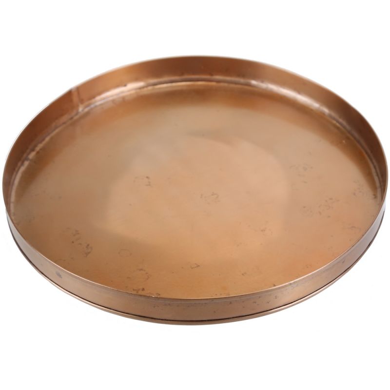 Round tray antique copper finish