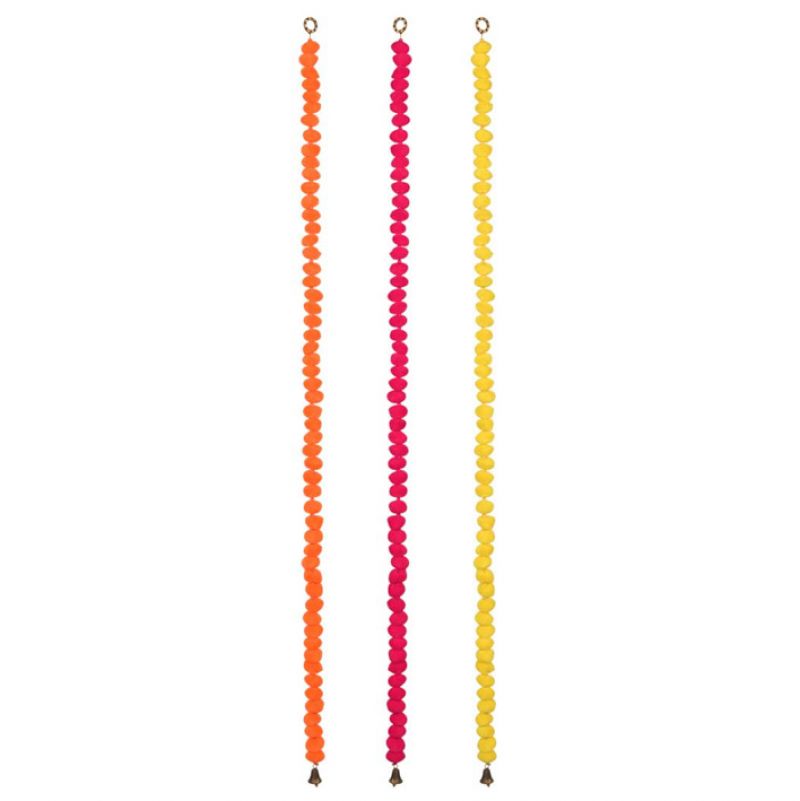 Neon hanging pom pom string with bell 
