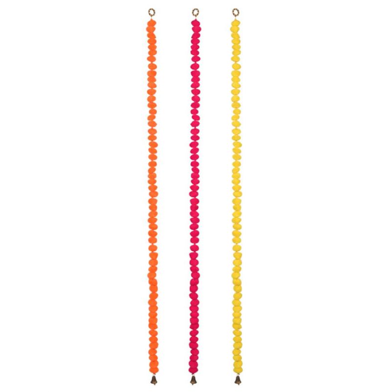 Neon hanging pom pom string with bell 