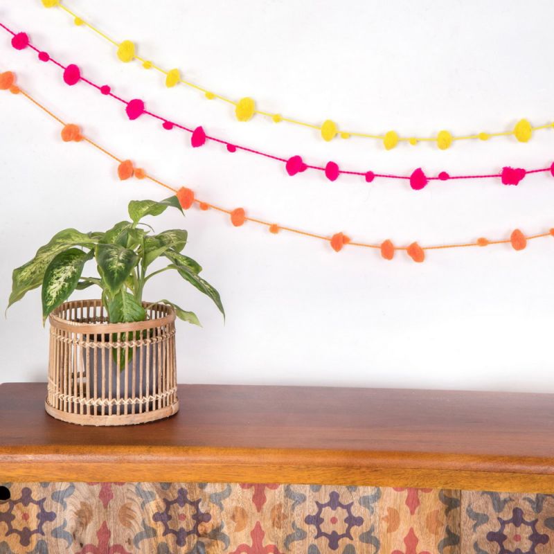 Neon pom pom garland in 3 assorted colours