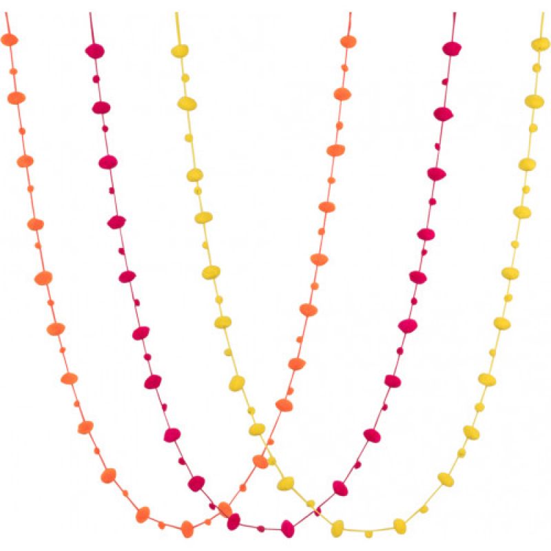Neon pom pom garland in 3 assorted colours