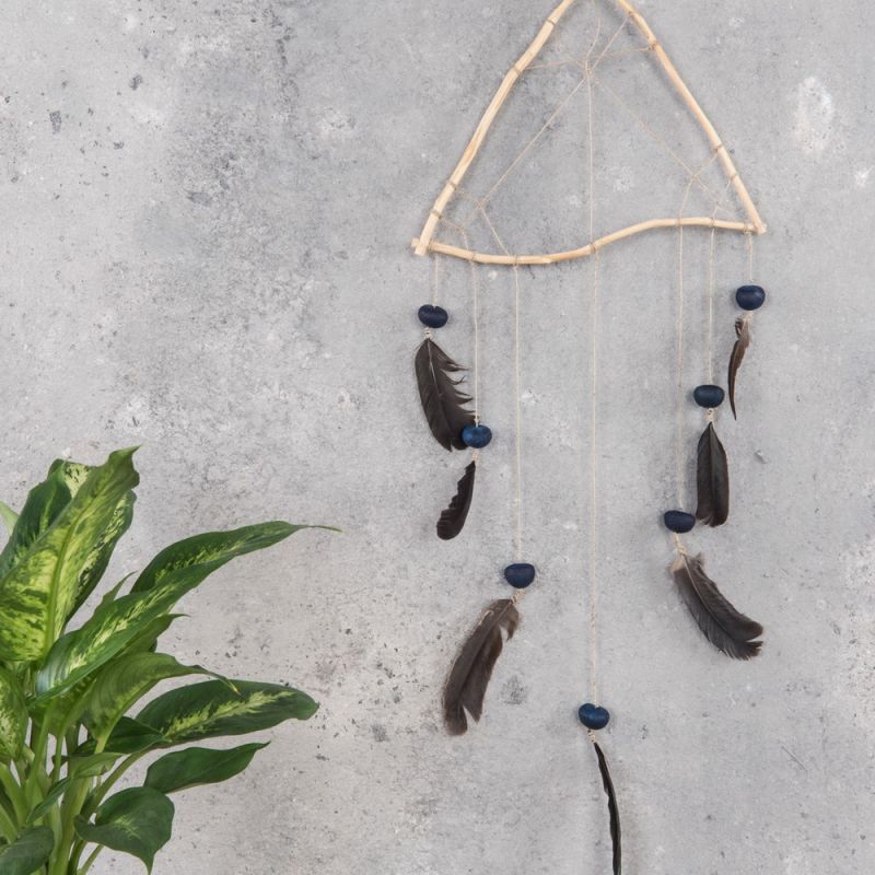 Blue betel nut and black feather mobile