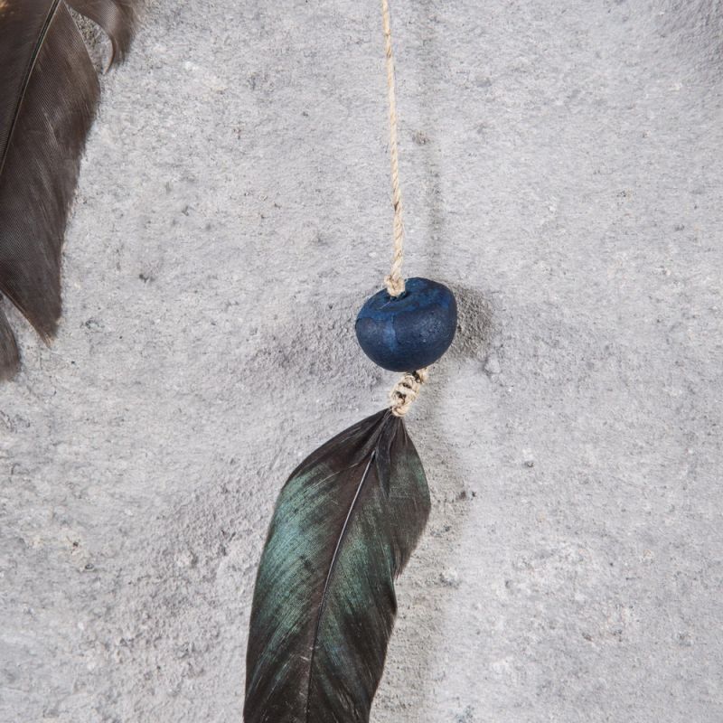 Blue betel nut and black feather mobile