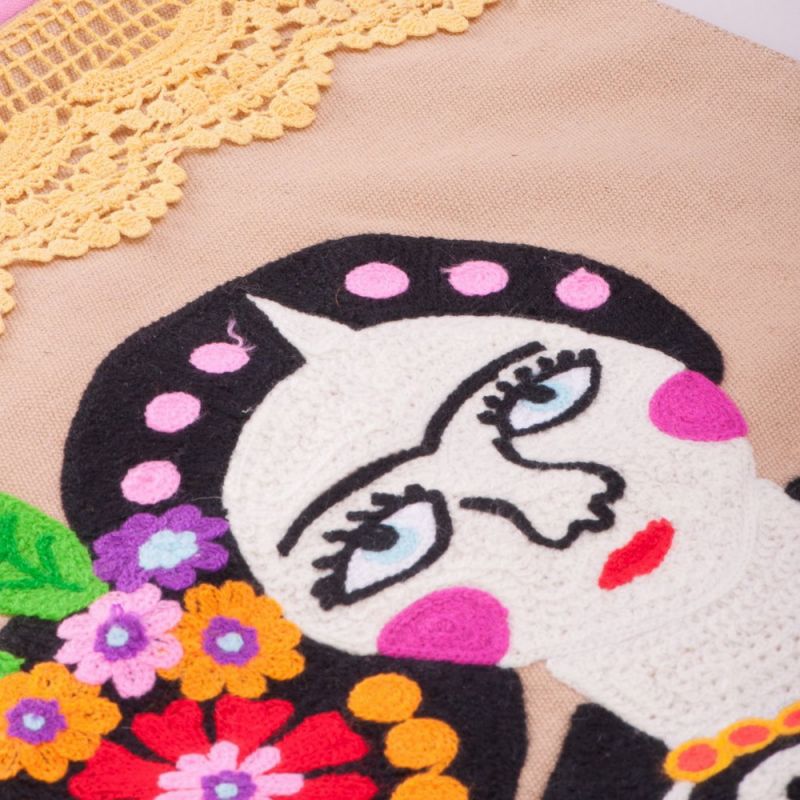 Day of the dead embroidered wall hanging