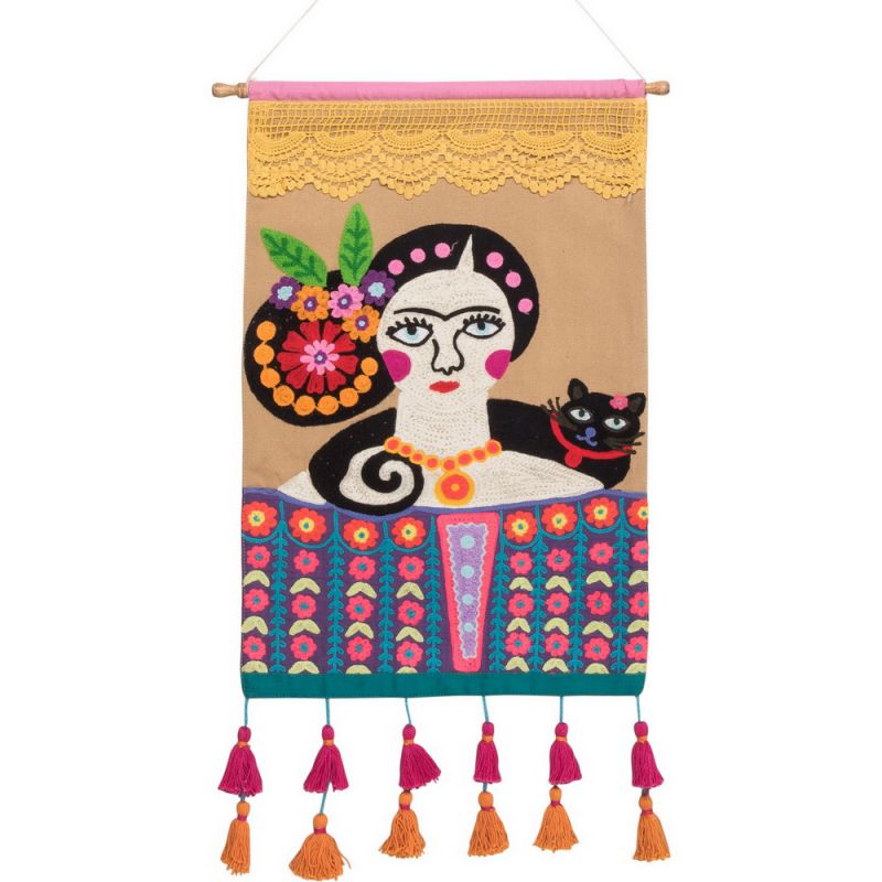 Day of the dead embroidered wall hanging