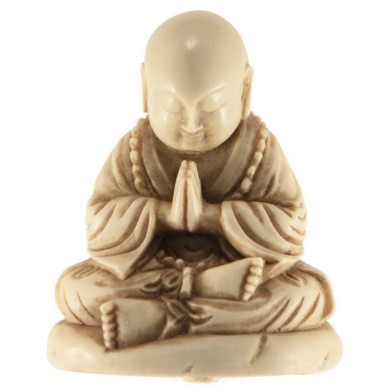 Praying buddha monk, resin 11cm