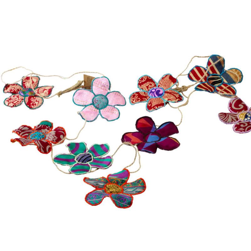 String Of Recycled Sari Flower Bunting