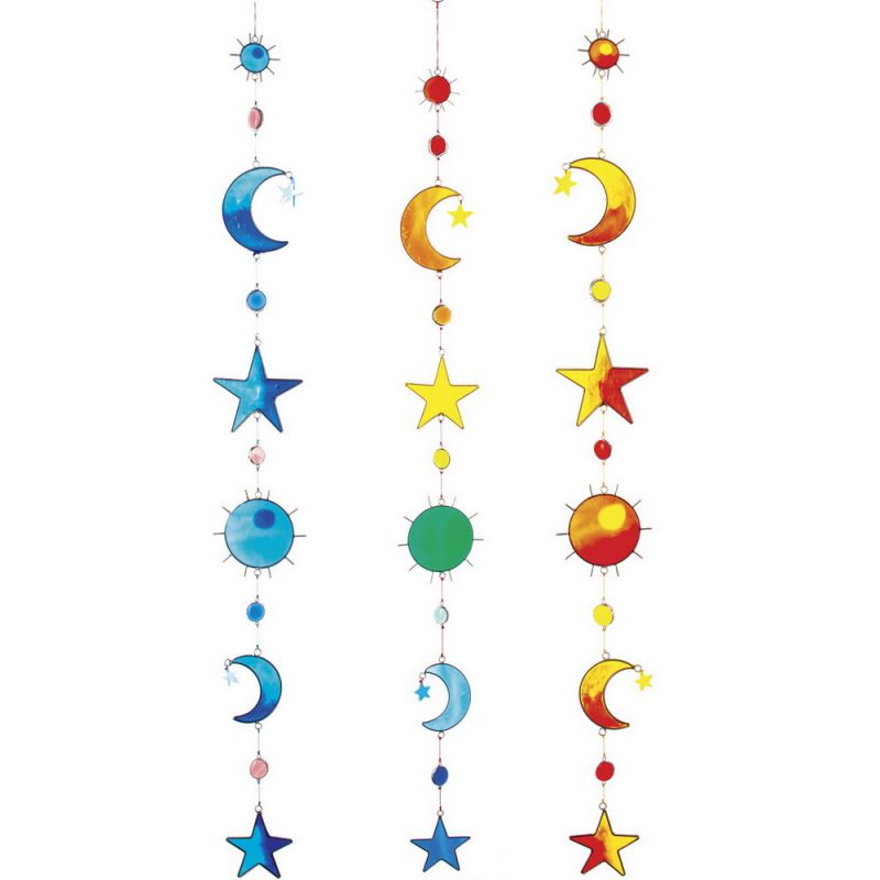 Sun, moon, star lightcatcher with beads