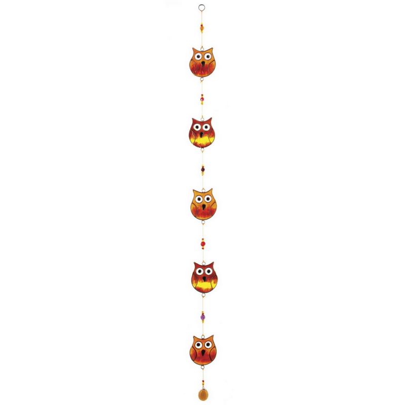 String of 5 owls lightcatcher with beads 