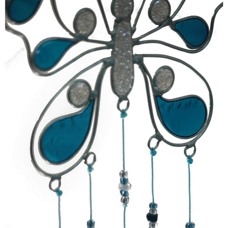Butterfly resin sun/lightcatcher with beads 39 x 15cm