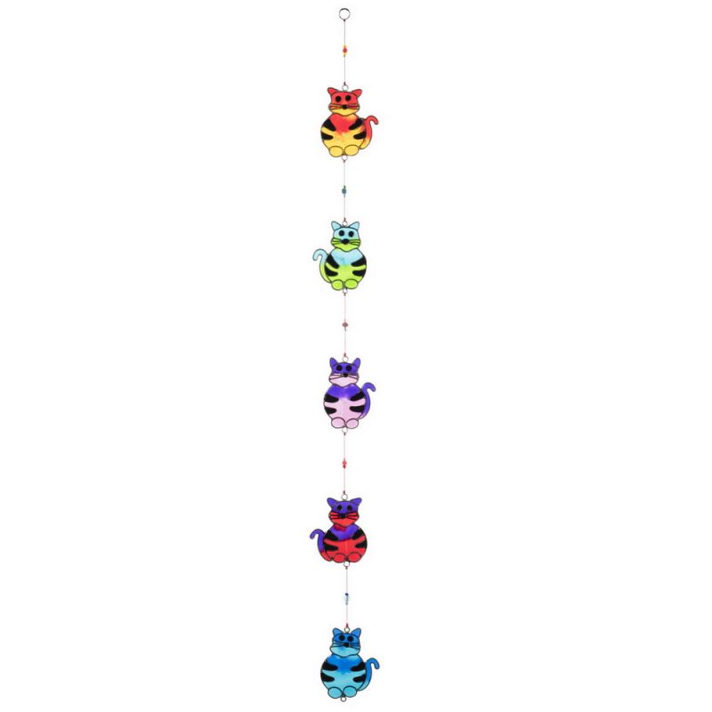 String of 5 cats resin lightcatcher with beads 77cm