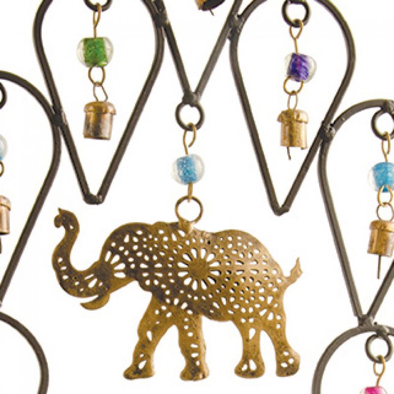 Elephant Windchime With Bells 30 x 58 cm