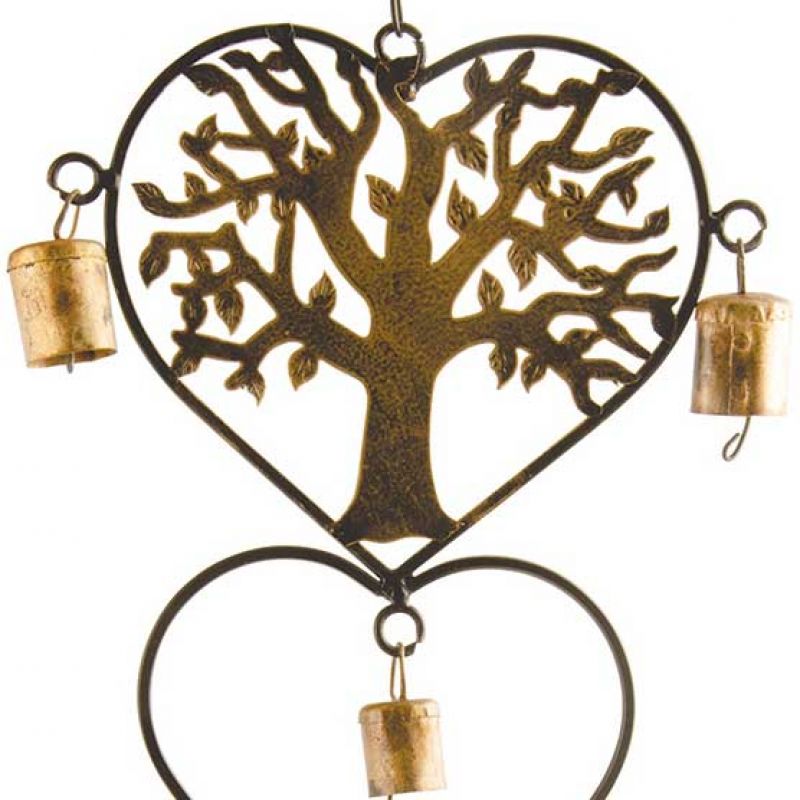 Heart Windchime With Tree of Life 18 x 52 cm