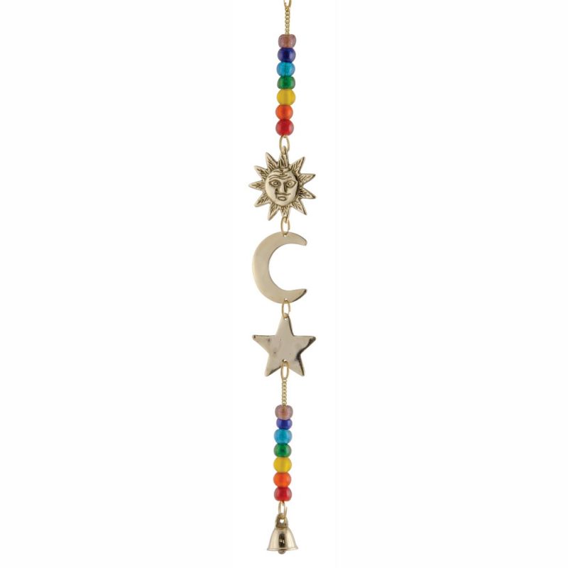 Hanging sun/moon/star with chakra beads 34cm