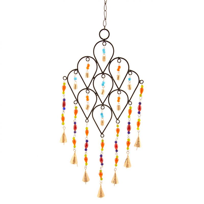 Black windchime with multi colour beads 25 x 73cm