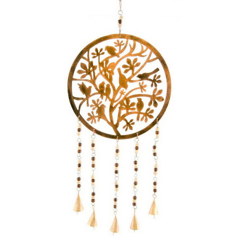 Bird in tree windchime with beads 25 x 72cm