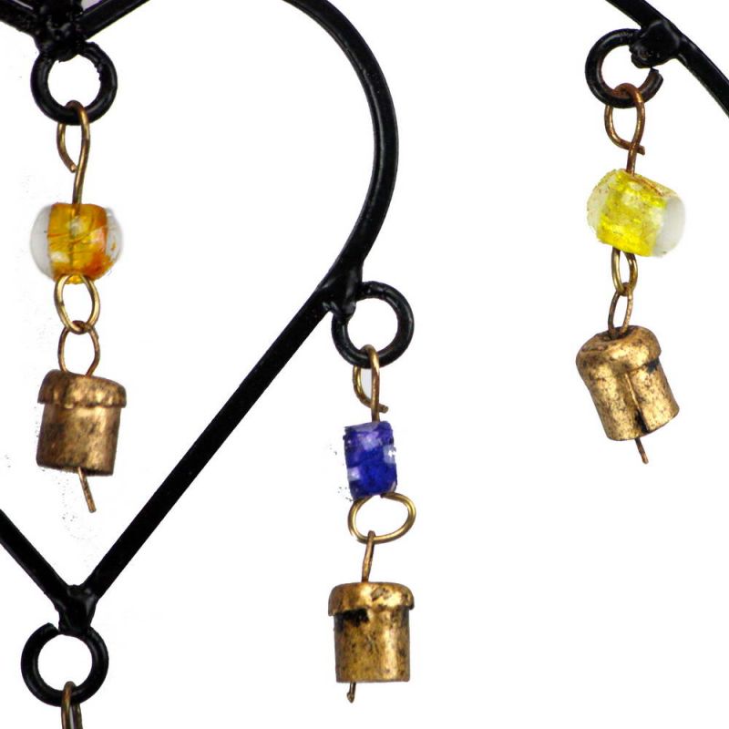 Double Connected Heart Windchime With Beads