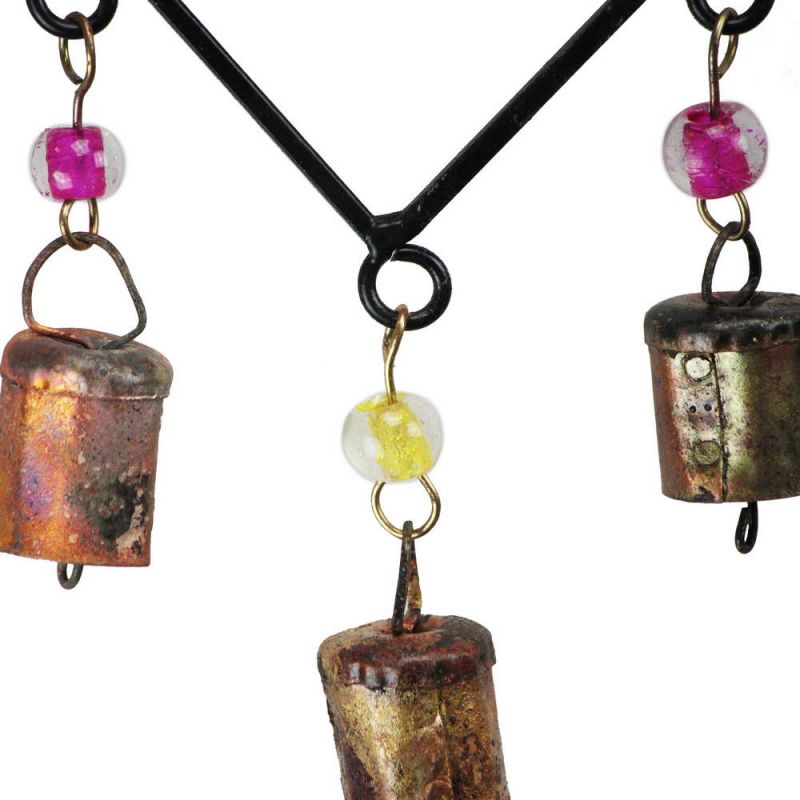 Double Connected Heart Windchime With Beads