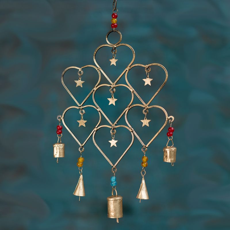 Iron Heart Decoration With Stars & Bells 26 x 2 x 20cm