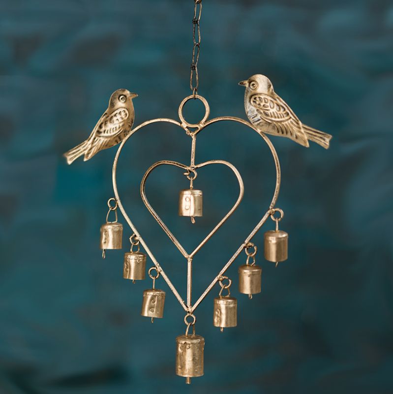 Heart Windchime With Birds & Bells 30 x 2 x 28cm