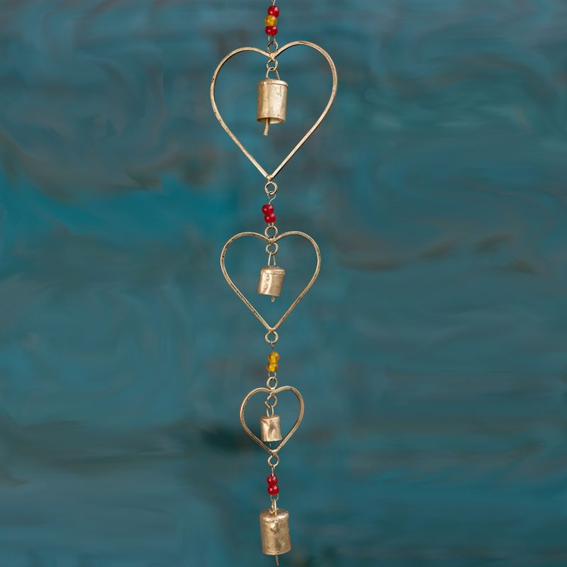 String Of Hearts With Beads & Bells 58 x 2 x 14cm